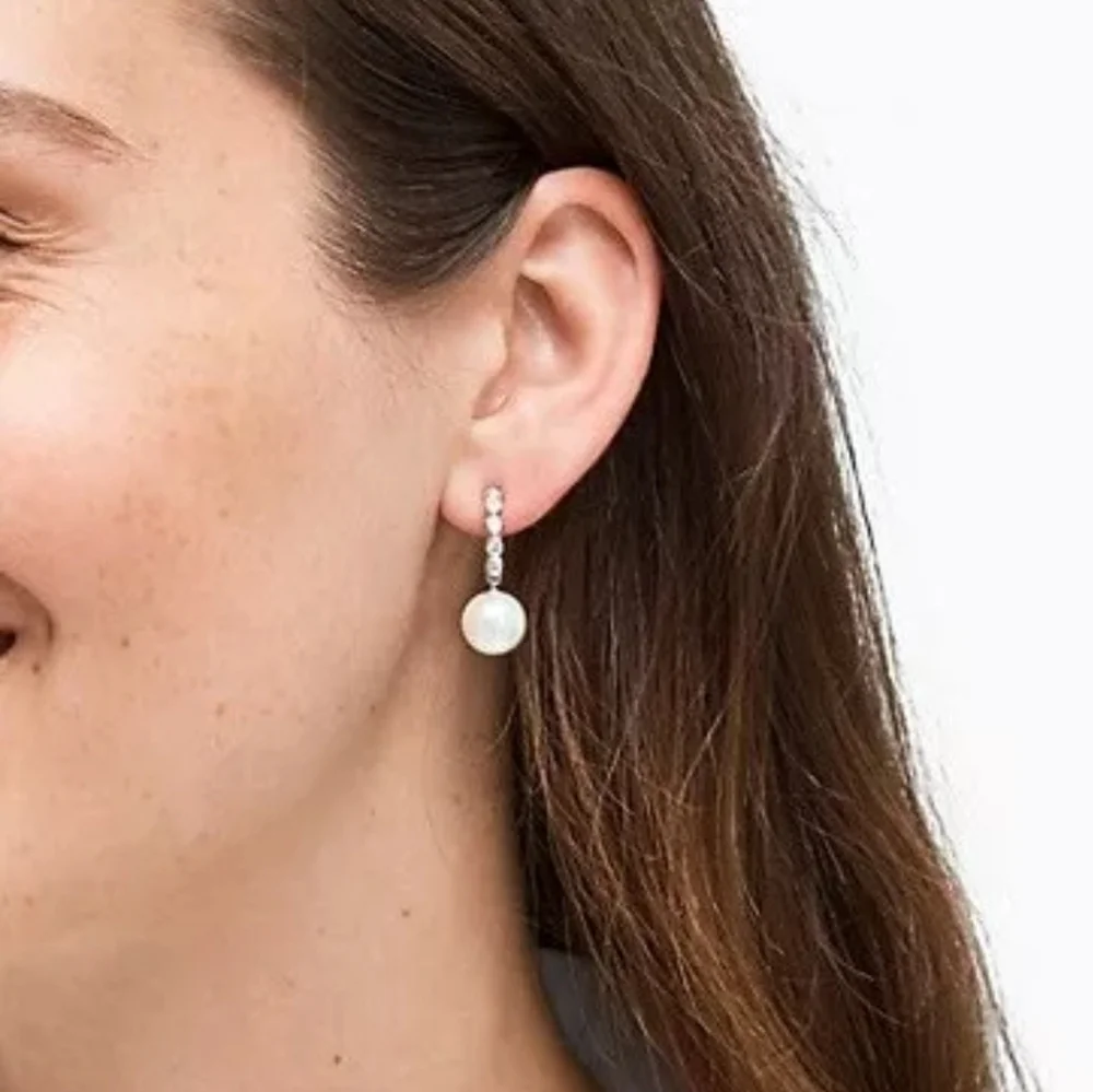 🩶▪️Kate Spade▪️ Modern Pearl Silver Small Hoop Pearl Drop Earrings